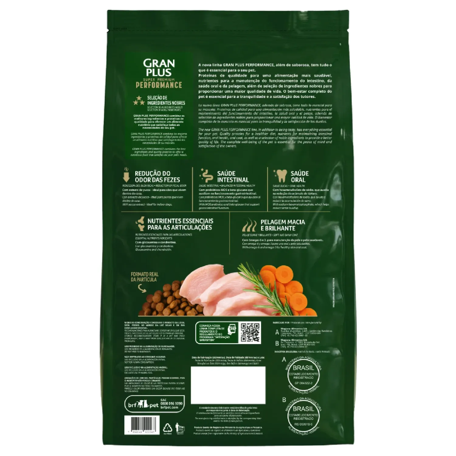 Racao-GranPlus-Performance-Caes-Adultos-Medio-e-Grande-Frango-e-Cenoura-2.5kg-verso