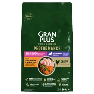 Ração GranPlus Performance Cães Adultos Médio e Grande Frango e Cenoura