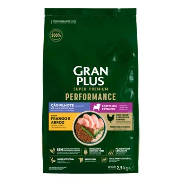 Racao-GranPlus-Performance-Caes-Filhotes-Mini-e-Pequeno-Frango-e-Arroz-2.5kg-frente