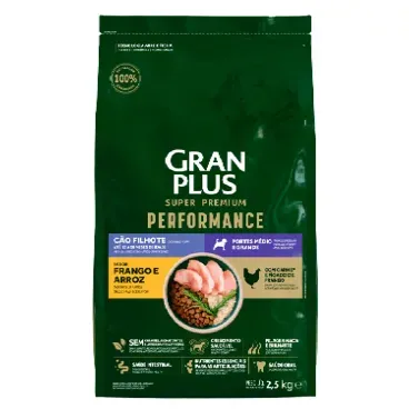 Racao-GranPlus-Performance-Caes-Filhotes-Medio-e-Grande-Frango-e-Arroz-2.5kg-frente