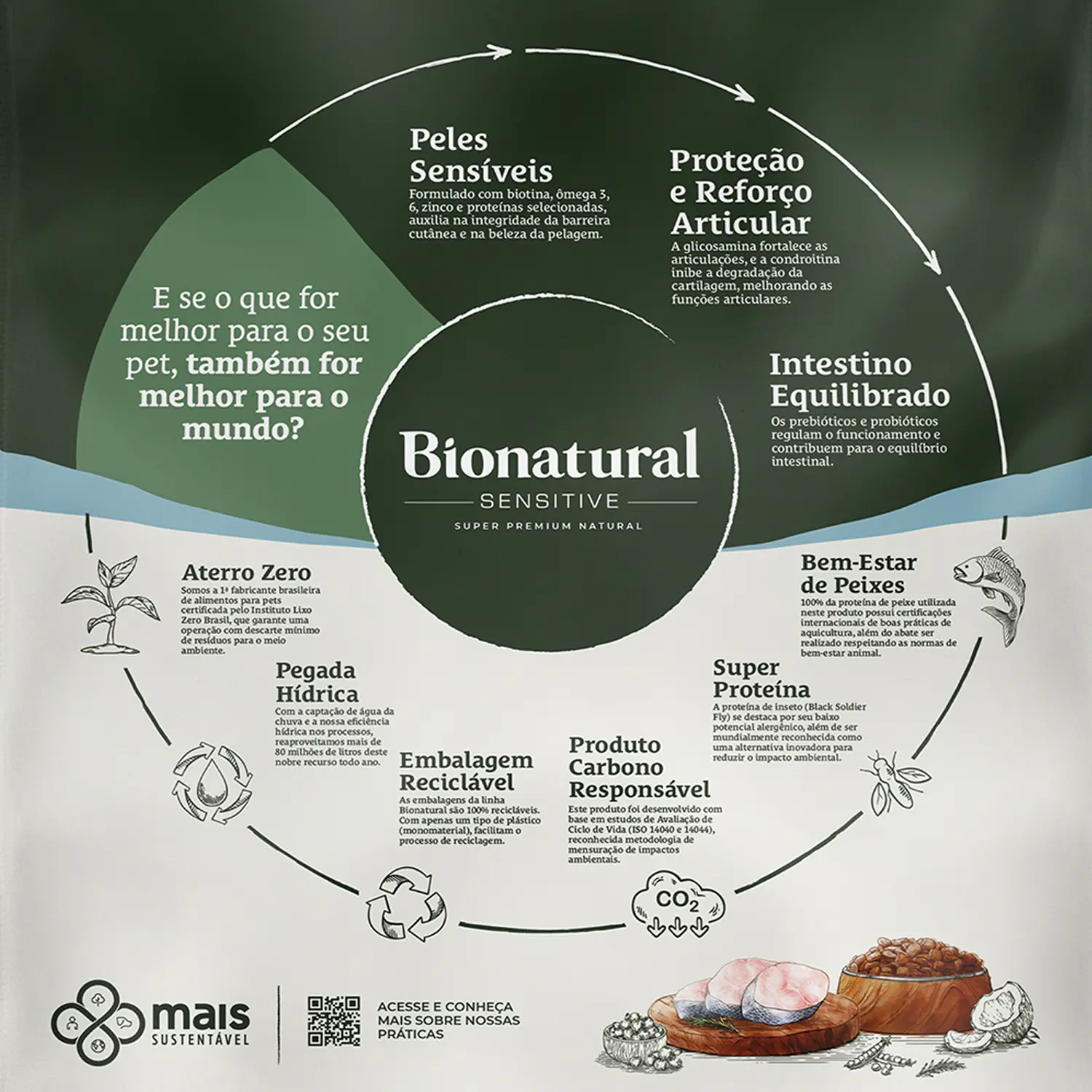 6-Racao Bionatural Sensitive Caes Adultos Racas Medios e Grandes Peixe