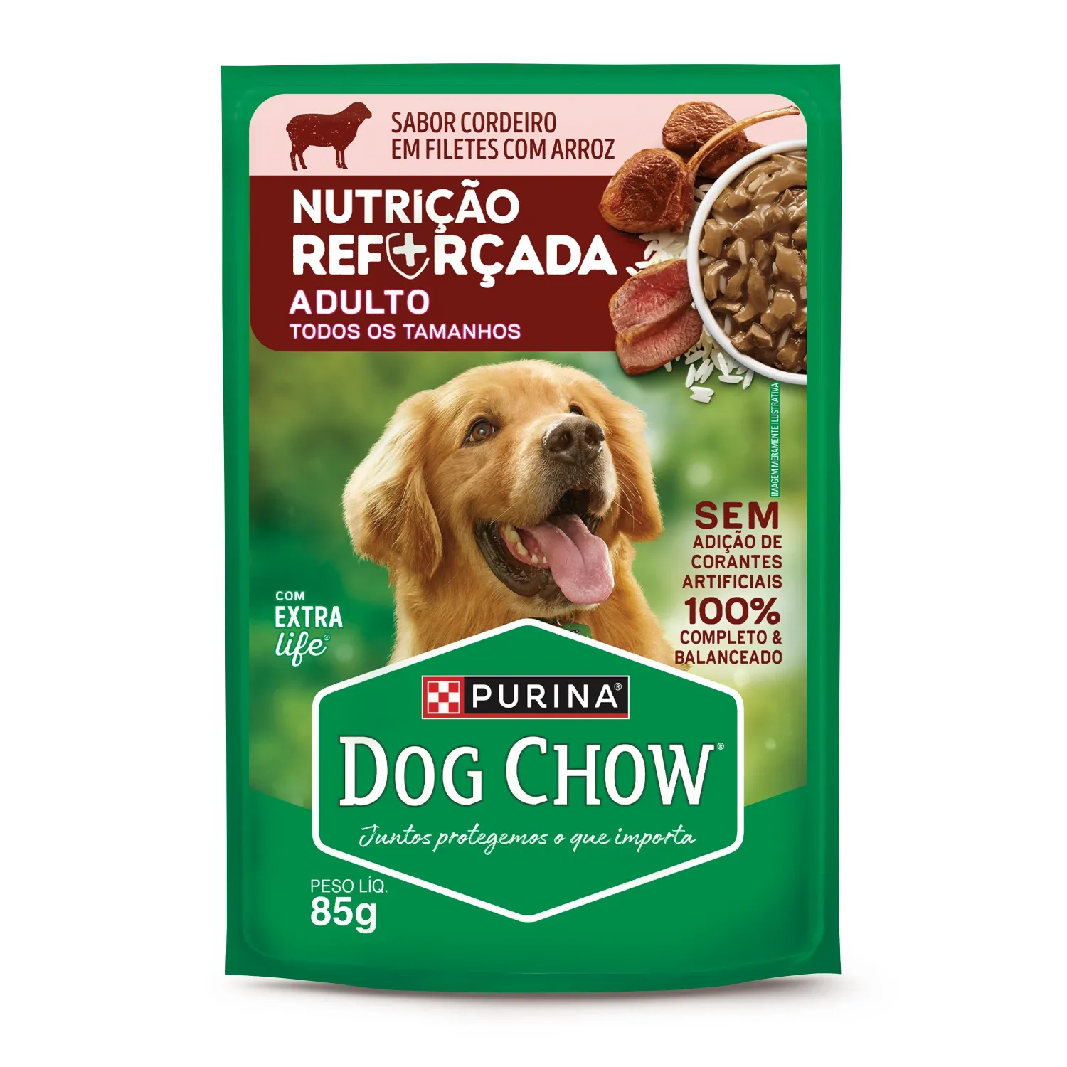 Ração Úmida Dog Chow Cães Adultos Nutrição Reforçada Cordeiro em Filetes com Arroz