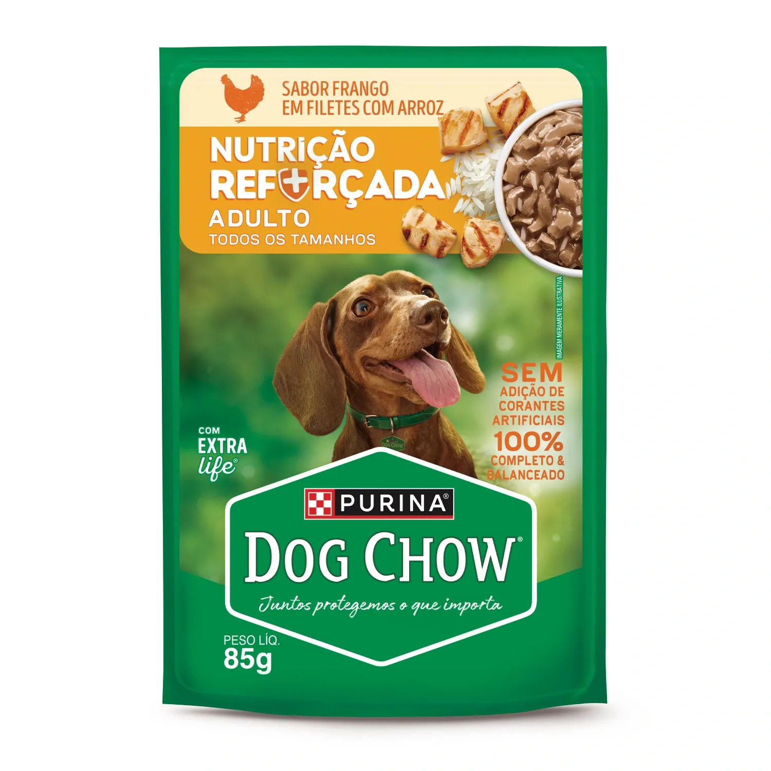 Ração Úmida Dog Chow Cães Adultos Nutrição Reforçada Frango em Filetes com Arroz