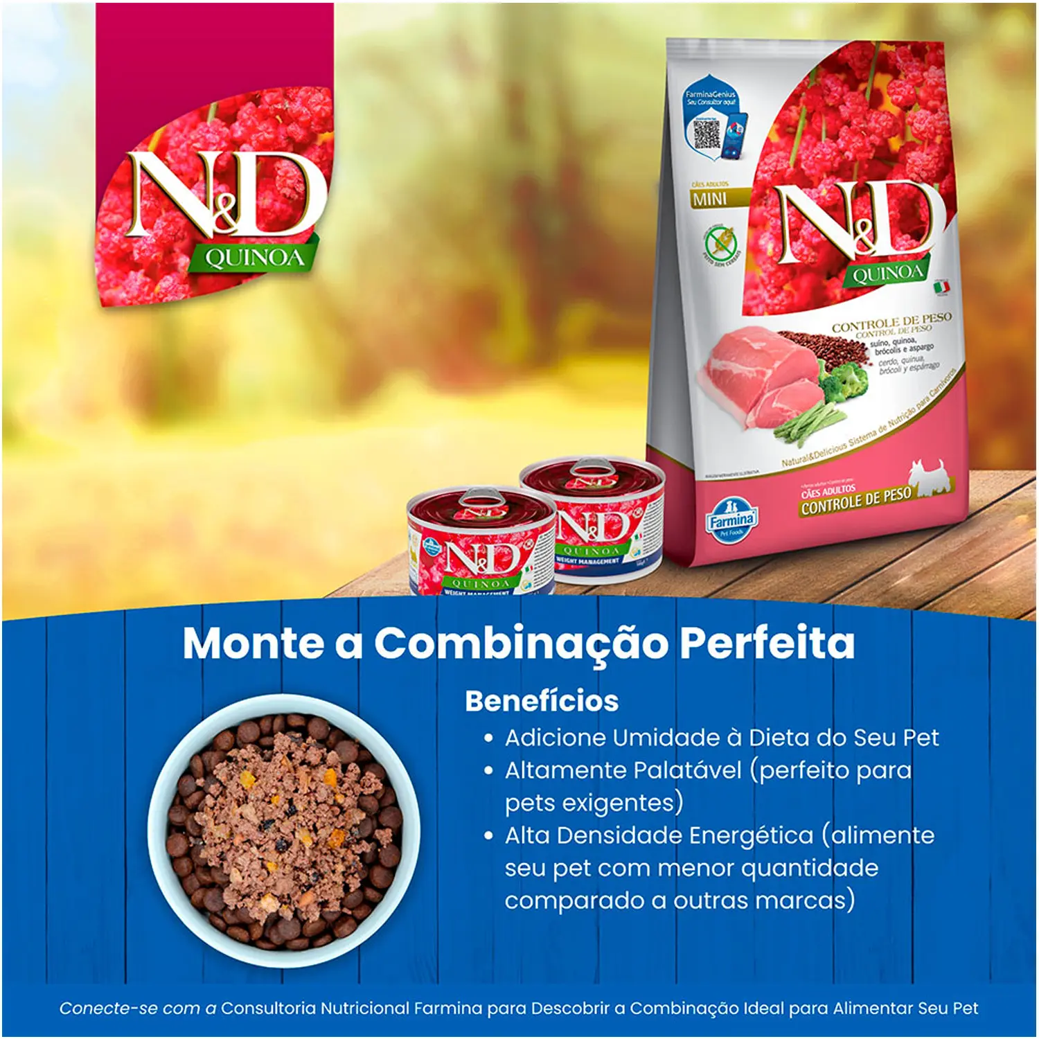 6-Racao N-amp-D Quinoa Controle de Peso Caes Adultos RMP 7kg