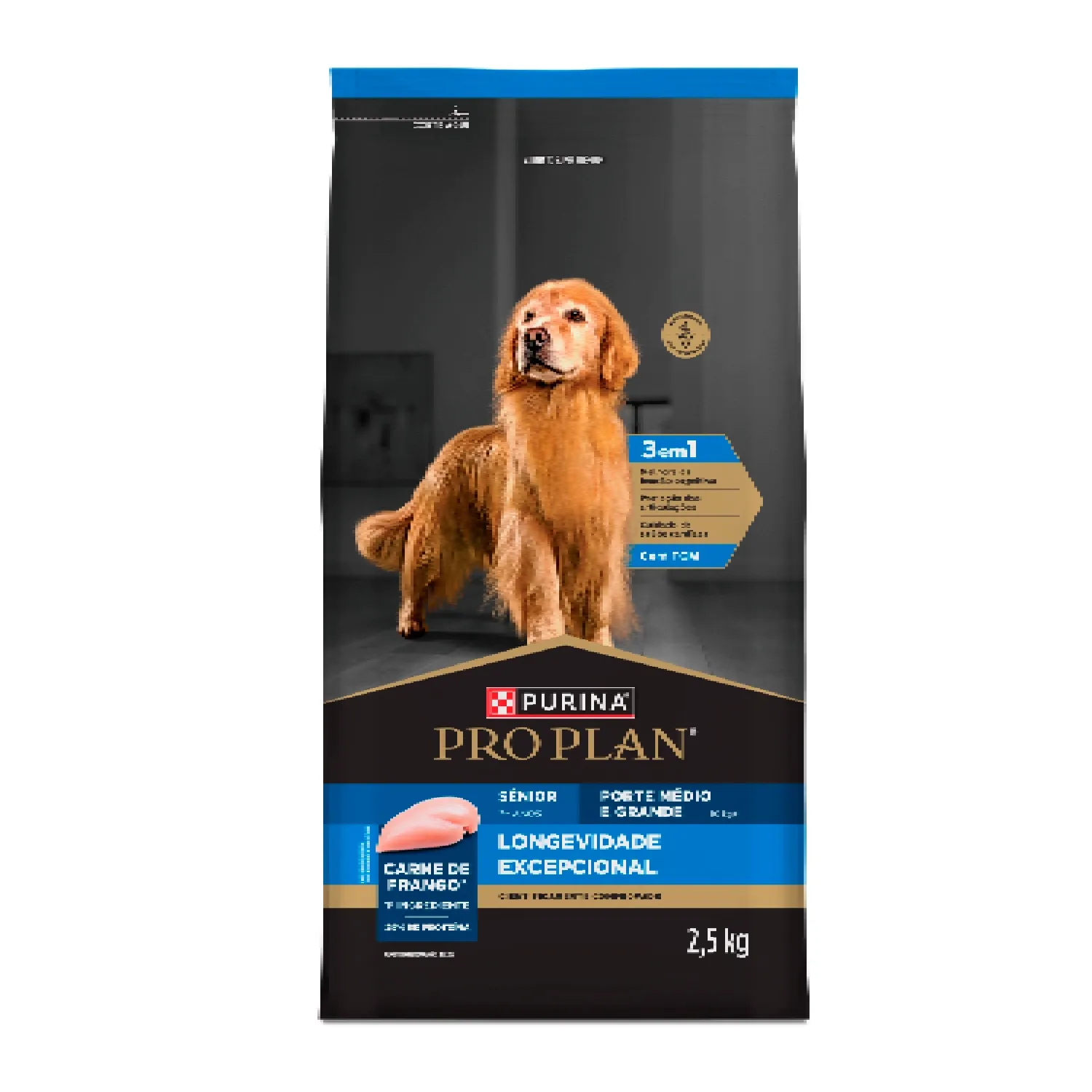 Ração Pro Plan Longevidade Excepcional Cães Sênior 7+ Médio e Grande Frango