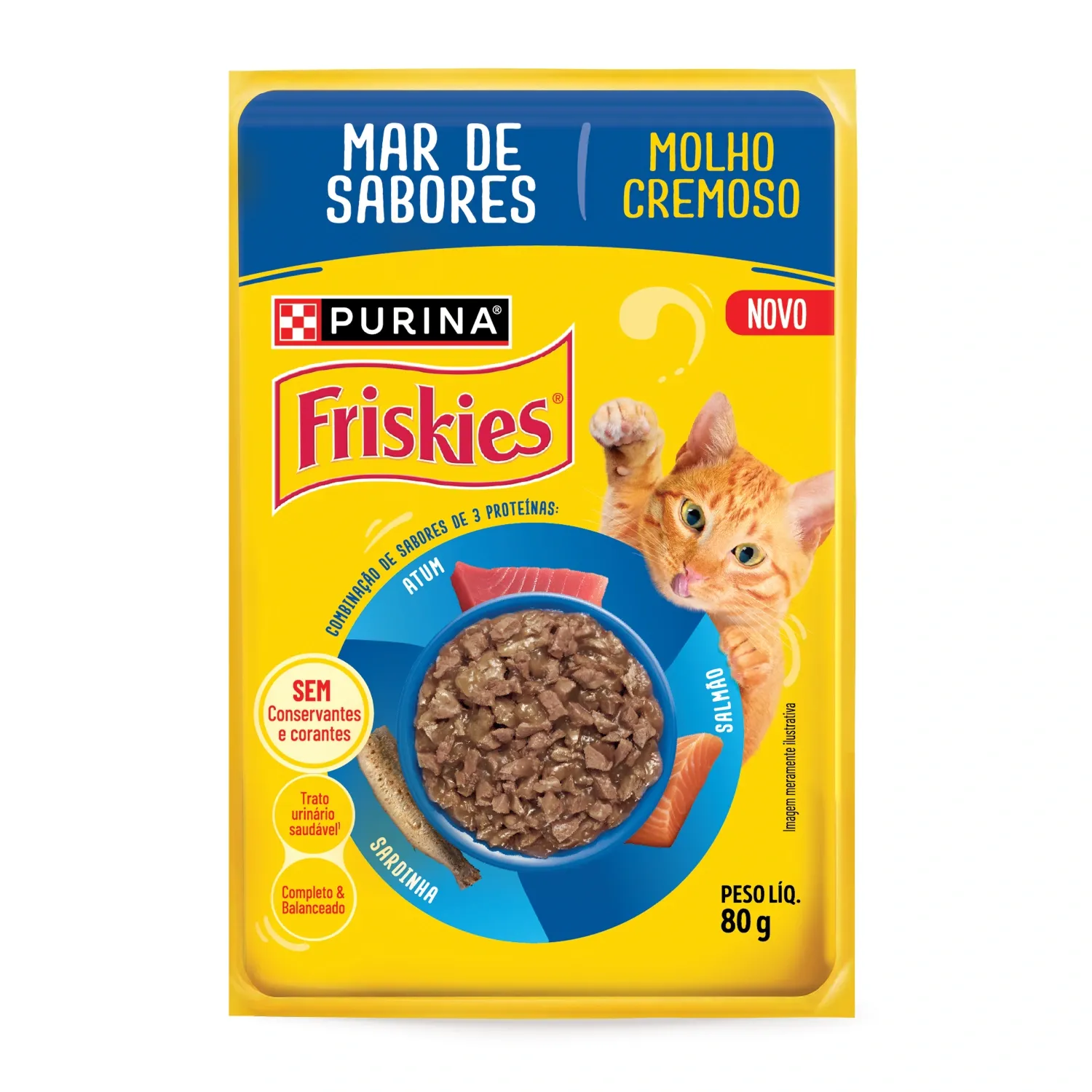 Ração Úmida Friskies Gatos Adultos Molho Cremoso Mar de Sabores