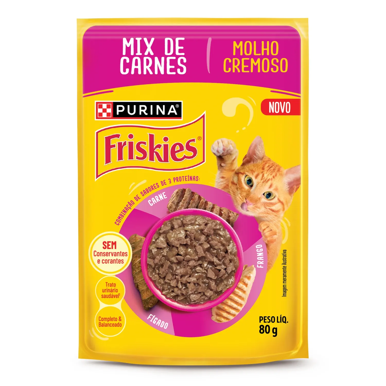 Ração Úmida Friskies Gatos Adultos Molho Cremoso de Mix de Carnes