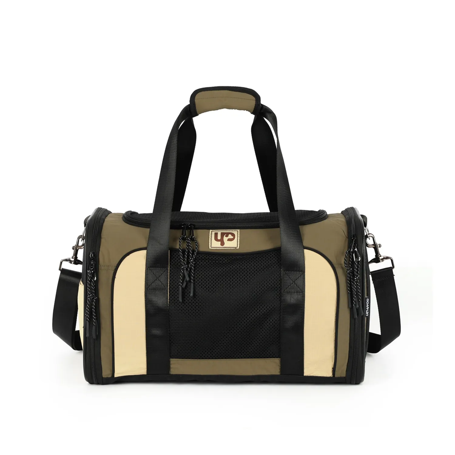 Bolsa-de-Transporte-com-Abertura-Dupla-Camp-Up4You-Verde-e-Bege-frente