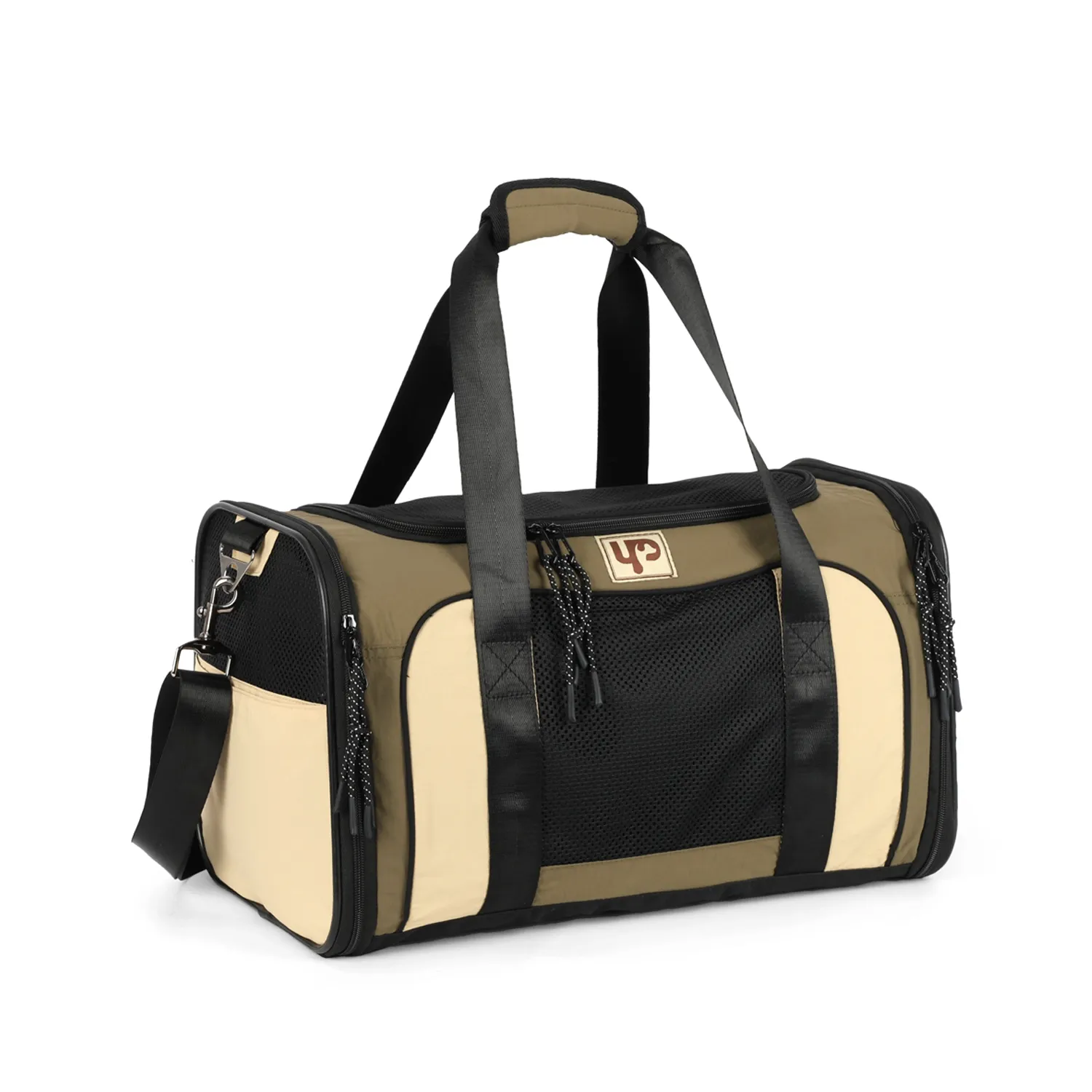 Bolsa-de-Transporte-com-Abertura-Dupla-Camp-Up4You-Verde-e-Bege-lateral