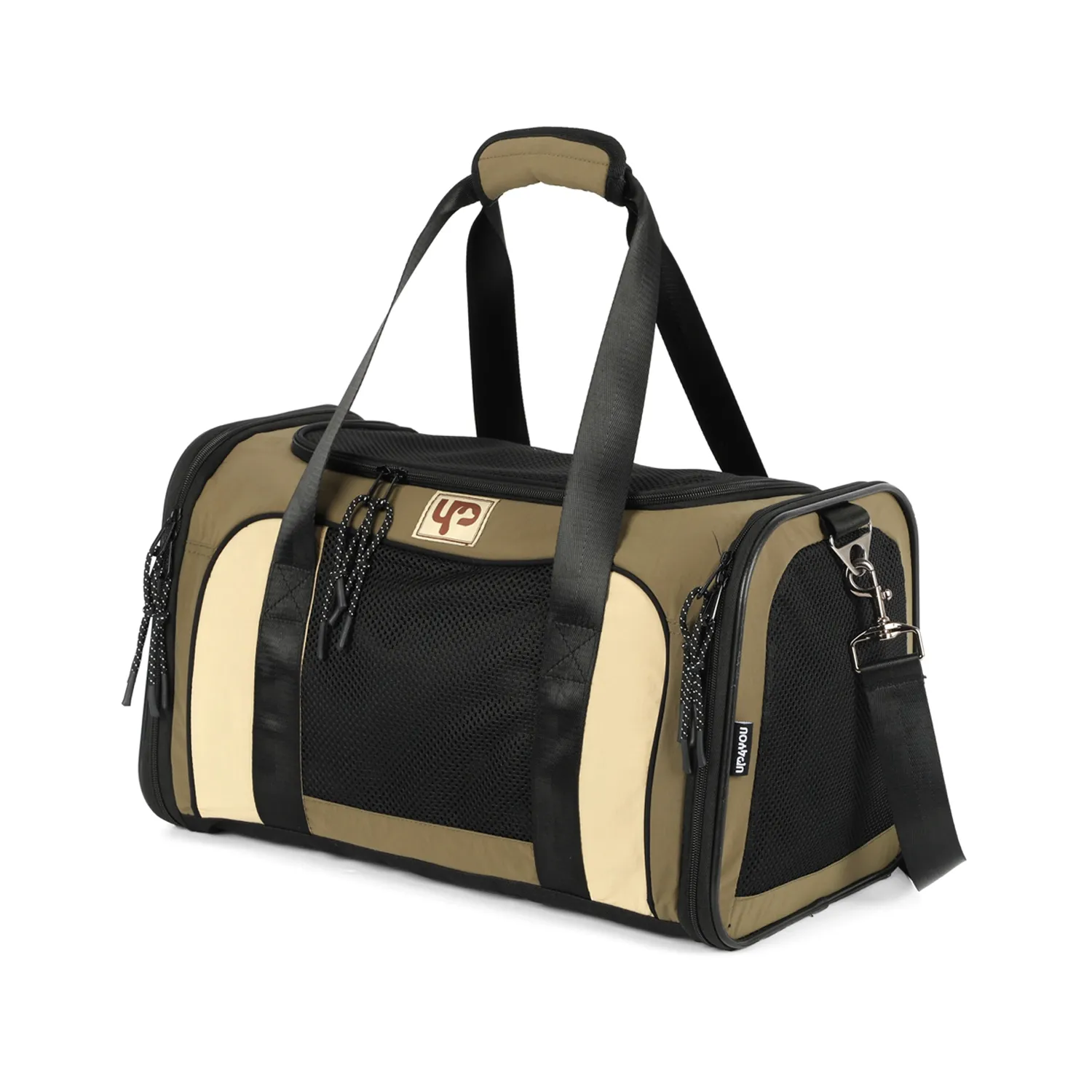 Bolsa-de-Transporte-com-Abertura-Dupla-Camp-Up4You-Verde-e-Bege-lateral