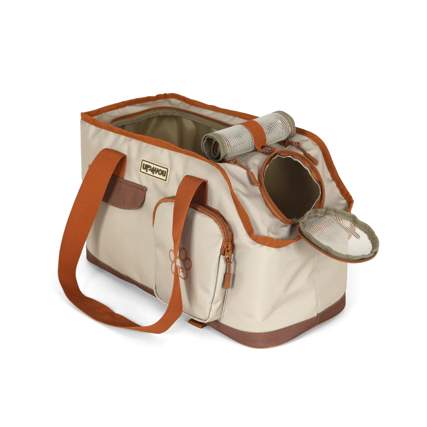 Bolsa-de-Transporte-Safe-com-Bolso-Up4You-Bege-aberto
