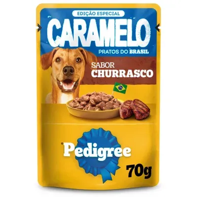 Ração Úmida Pedigree Caramelo Cães Adultos Sachê Churrasco