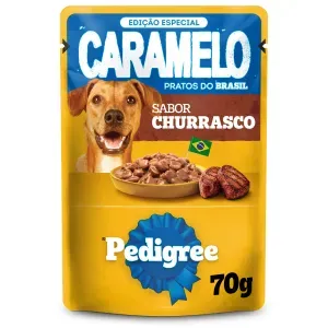 Ração Úmida Pedigree Caramelo Cães Adultos Sachê Churrasco - 70 g
