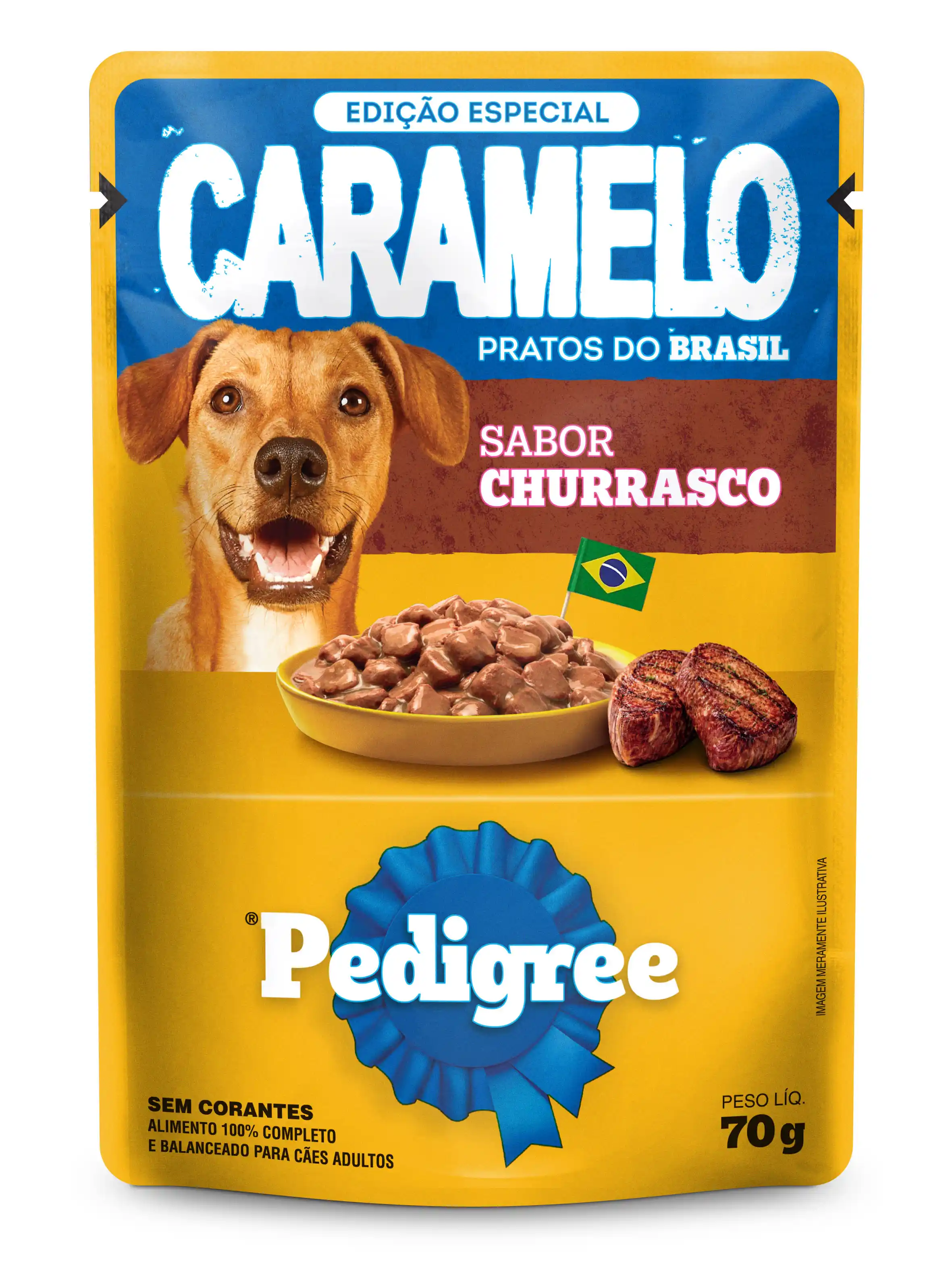 Ração Úmida Pedigree Caramelo Cães Adultos Sachê Churrasco