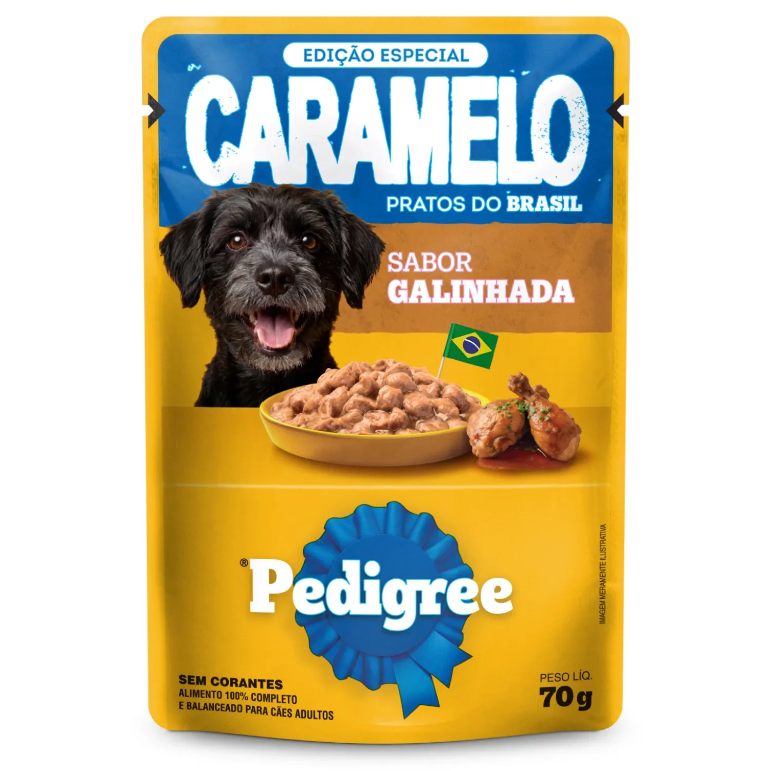 Ração Úmida Pedigree Caramelo Cães Adultos Sachê Galinhada