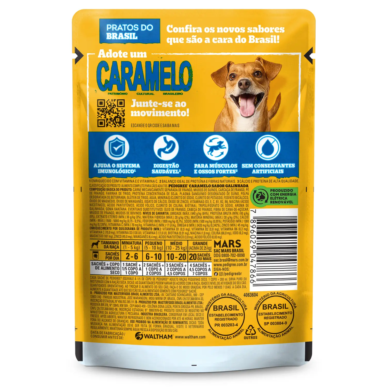 Ração Úmida Pedigree Caramelo Cães Adultos Sachê Galinhada