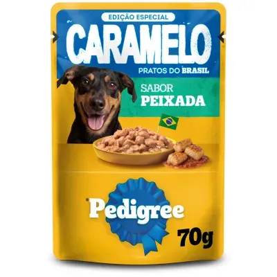 Ração Úmida Pedigree Caramelo Cães Adultos Sachê Peixada