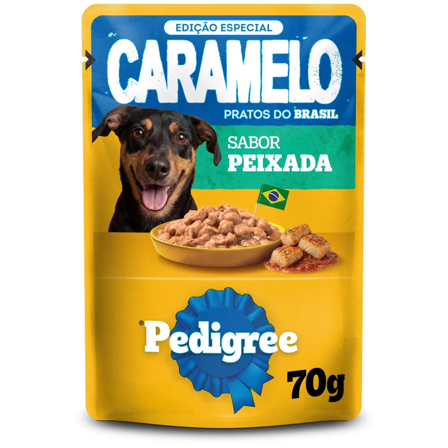 Ração Úmida Pedigree Caramelo Cães Adultos Sachê Peixada