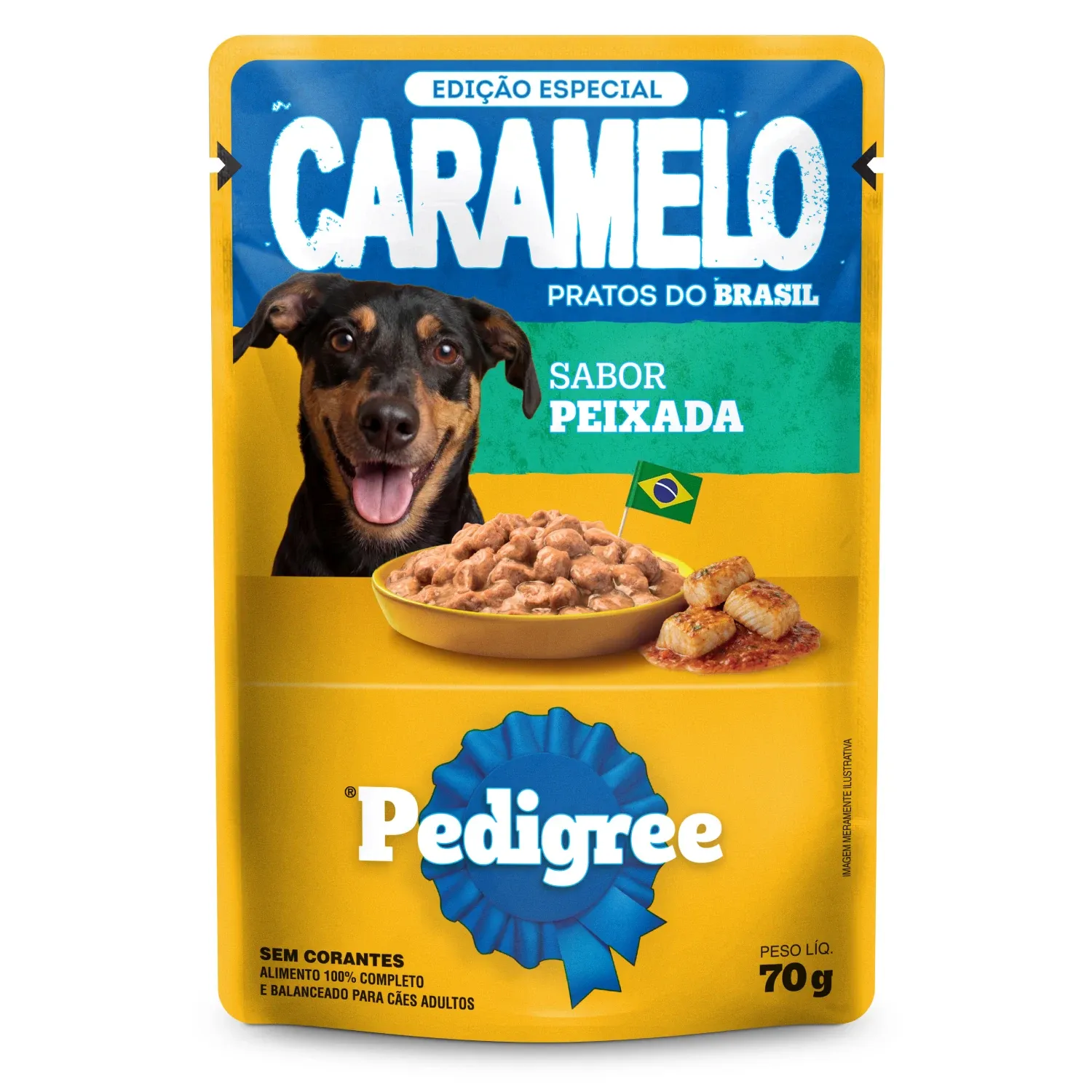 Ração Úmida Pedigree Caramelo Cães Adultos Sachê Peixada