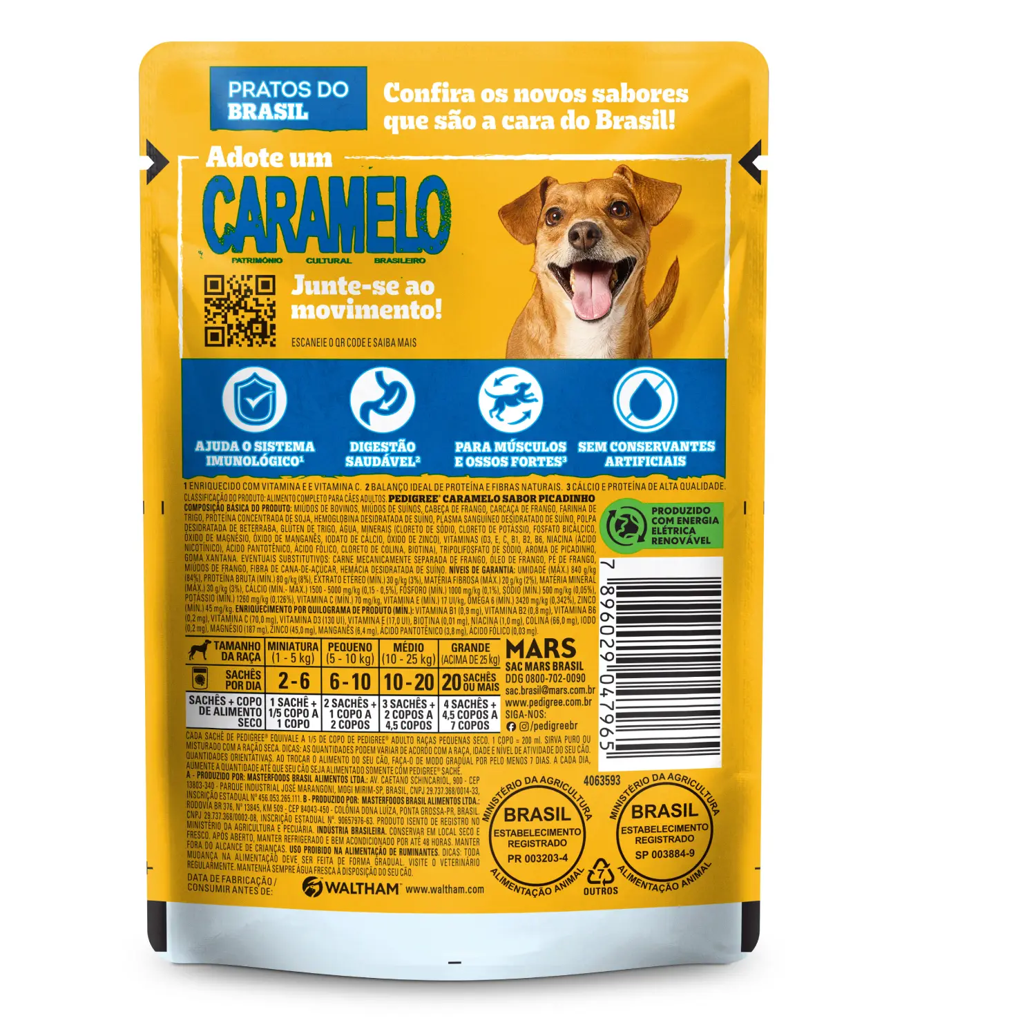 Ração Úmida Pedigree Caramelo Cães Adultos Sachê Picadinho
