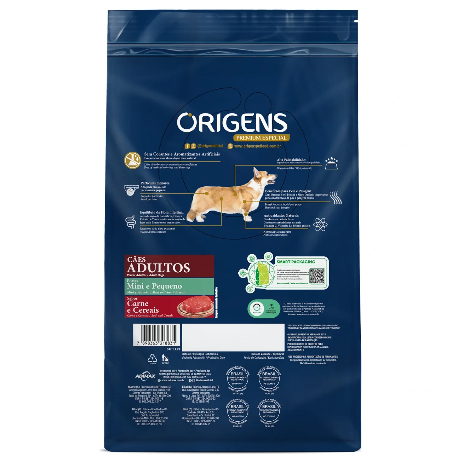 Ração Origens Cães Adultos Minis e Pequenos Carne e Cereais