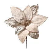 Flor Poinsetia Decorativa Natal 30cm Marfim Ouro Cromus