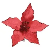 Flor Poinsetia Decorativa Natal 14cm Borda Vermelha Cromus