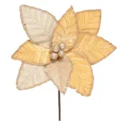 Flor Poinsetia Decorativa Natal 25cm Ouro Cromus