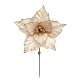 Flor Poinsetia Trabalhada Natal 20cm Champagne Cromus