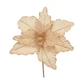 Flor Poinsetia Trabalhada Natal 20cm Ouro Cromus
