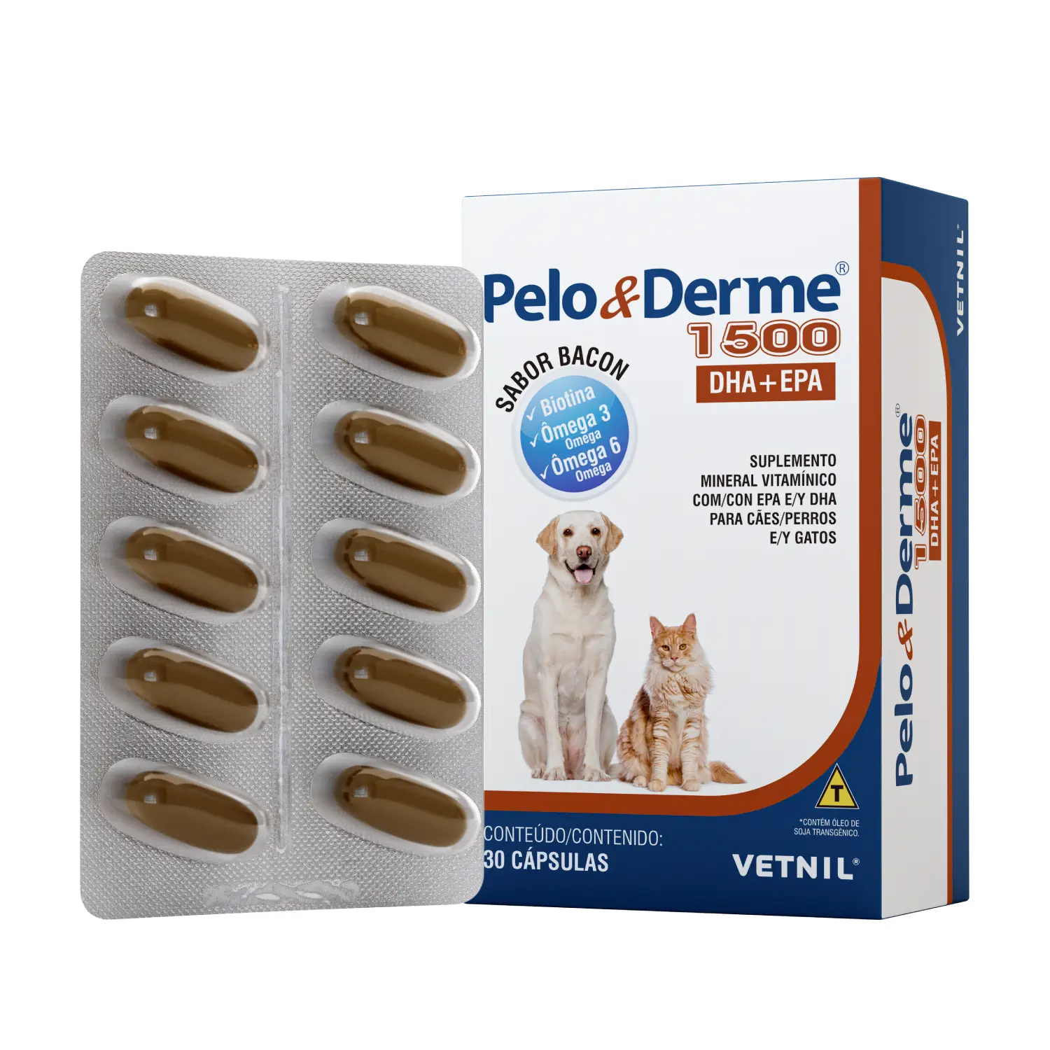Pelo e Derme 1500 DHA + EPA Bacon Vetnil