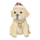 Enfeite Natal Cachorro com Gorro Bege Cromus