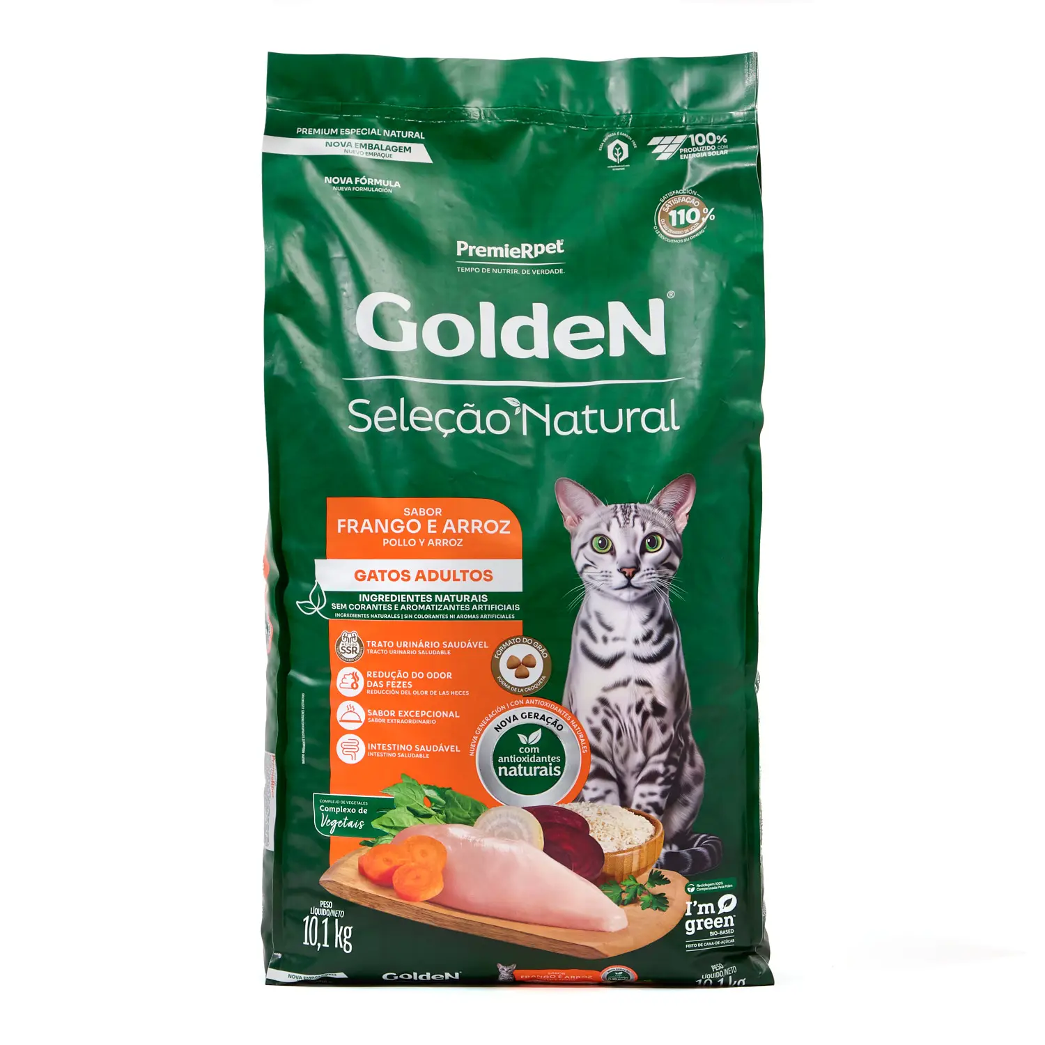 Ração Golden Seleção Natural Gatos Adultos Frango e Arroz - 3 kg