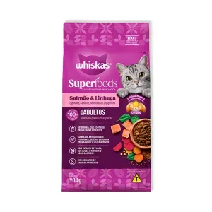 Ração Whiskas Superfoods Salmão e Linhaça Gatos Adultos