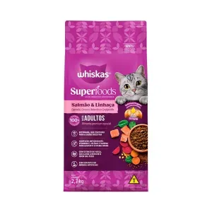 Ração Whiskas Superfoods Salmão e Linhaça Gatos Adultos
