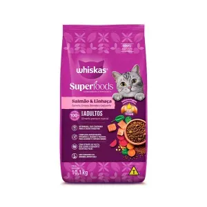 Ração Whiskas Superfoods Salmão e Linhaça Gatos Adultos