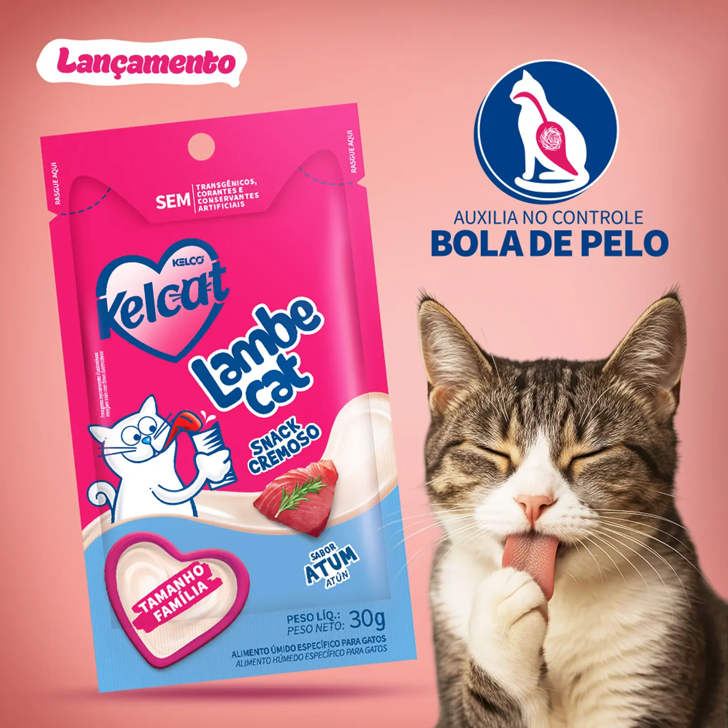 6-Petisco-Kelcat-para-Gatos-Lambe-Cat-Atum-30g