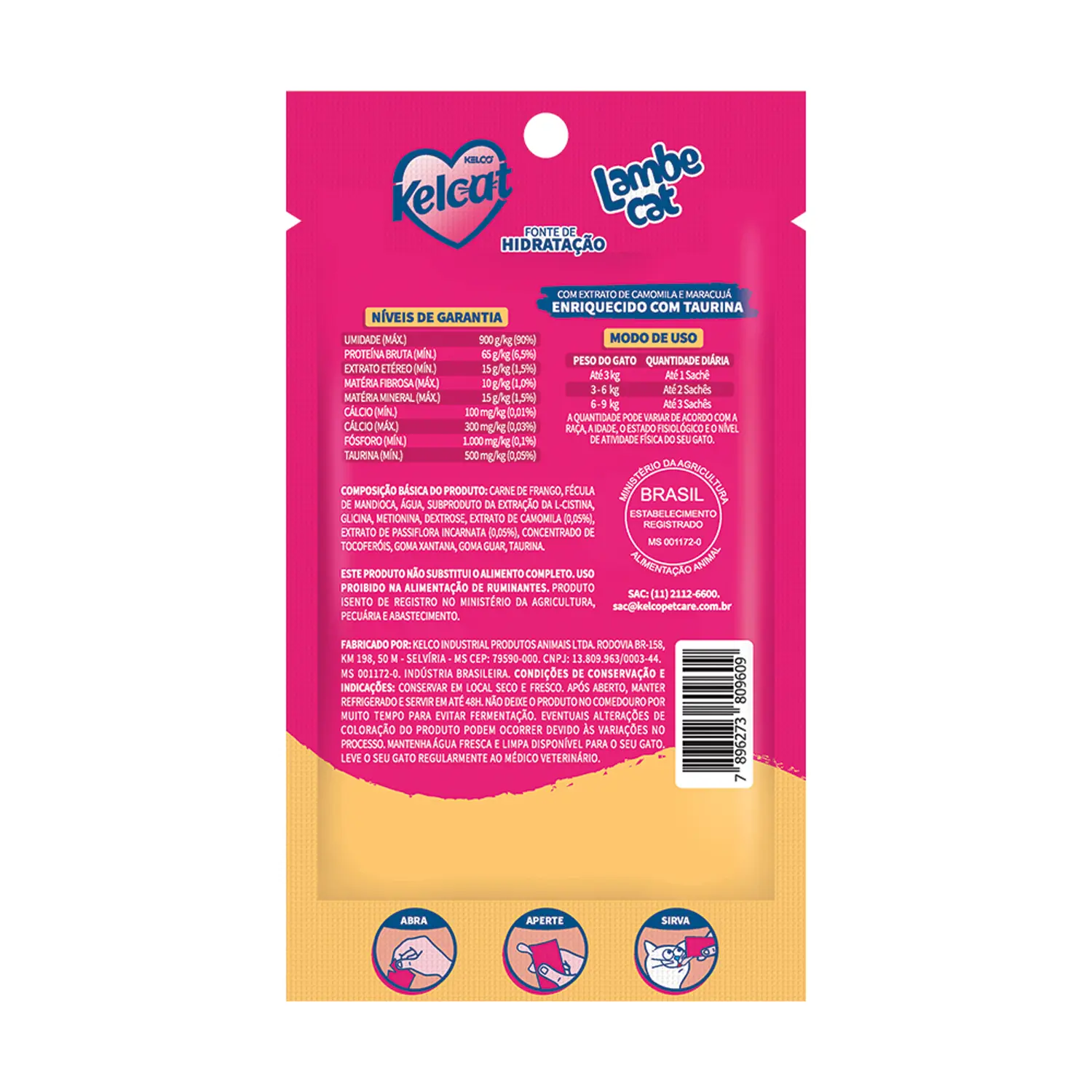 2-Petisco Kelcat para Gatos Lambe Cat Frango 30g
