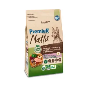 Ração Premier Nattu Cães Sênior Porte Pequeno Frango, Mandioca, Beterraba, Linhaça e Cranberry