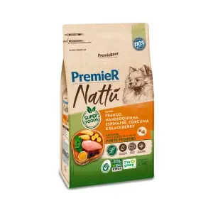 Ração Premier Nattu Cães Adultos Porte Pequeno Frango, Madioquinha, Espinafre, Cúrcuma e Blackberry