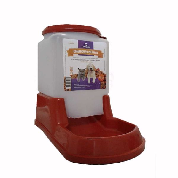 Comedouro Prático Automático Cães e Gatos Vermelho Único