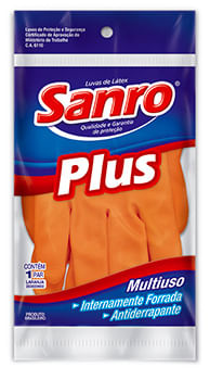 Luva Látex Plus Multiuso Sanro