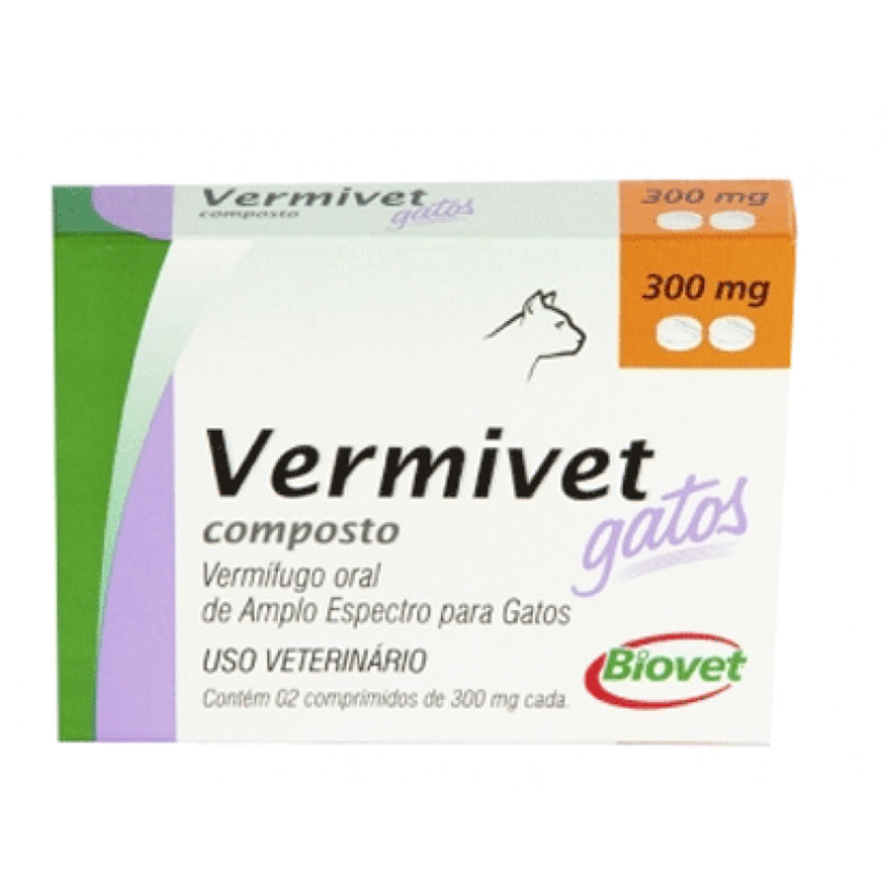 Vermífugo Vermivet Gatos 300 mg Biovet
