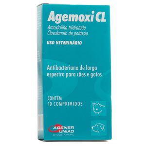 Antibiótico Agemoxi CL 250mg Cães e Gatos - 10 comprimidos