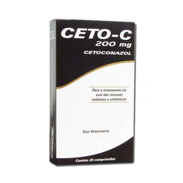 Ceto-C 200mg Antifúngico Cães e Gatos 20 comprimidos
