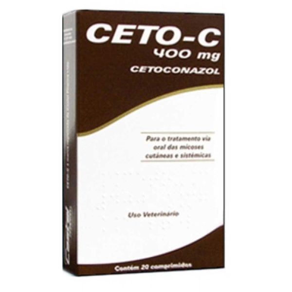 Ceto-C 400mg Antifúngico Cães e Gatos 20 comprimidos