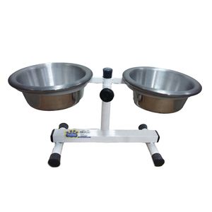 Comedouro Alumínio Duplo Suporte Regulável Royale Menor preço em Comedouro Alumínio Duplo Suporte Regulável Royale