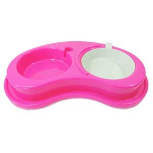 Comedouro Duplo Luxo Rosa Furacão Pet - Único