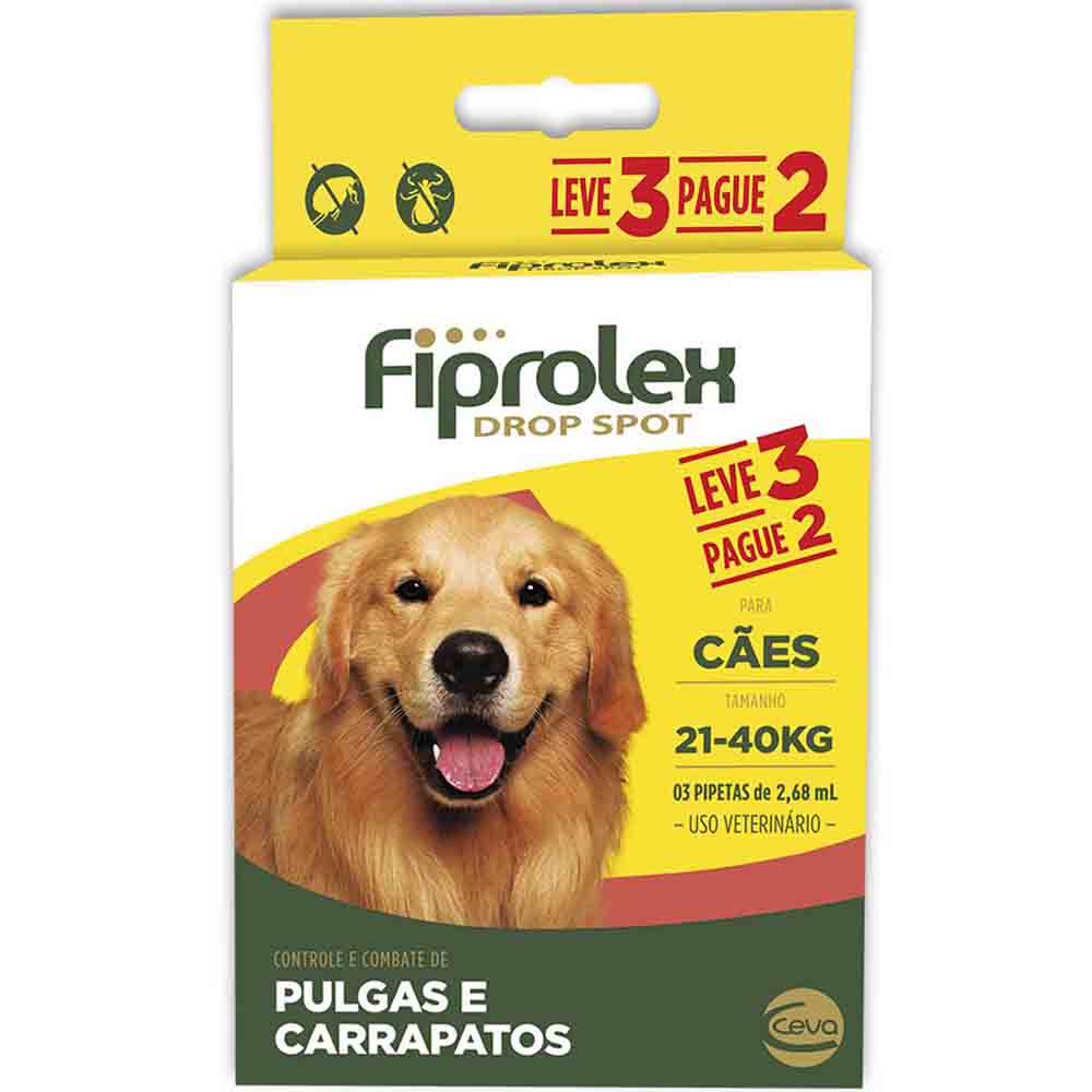 Combo Antipulgas Fiprolex Cães 21 a 40kg