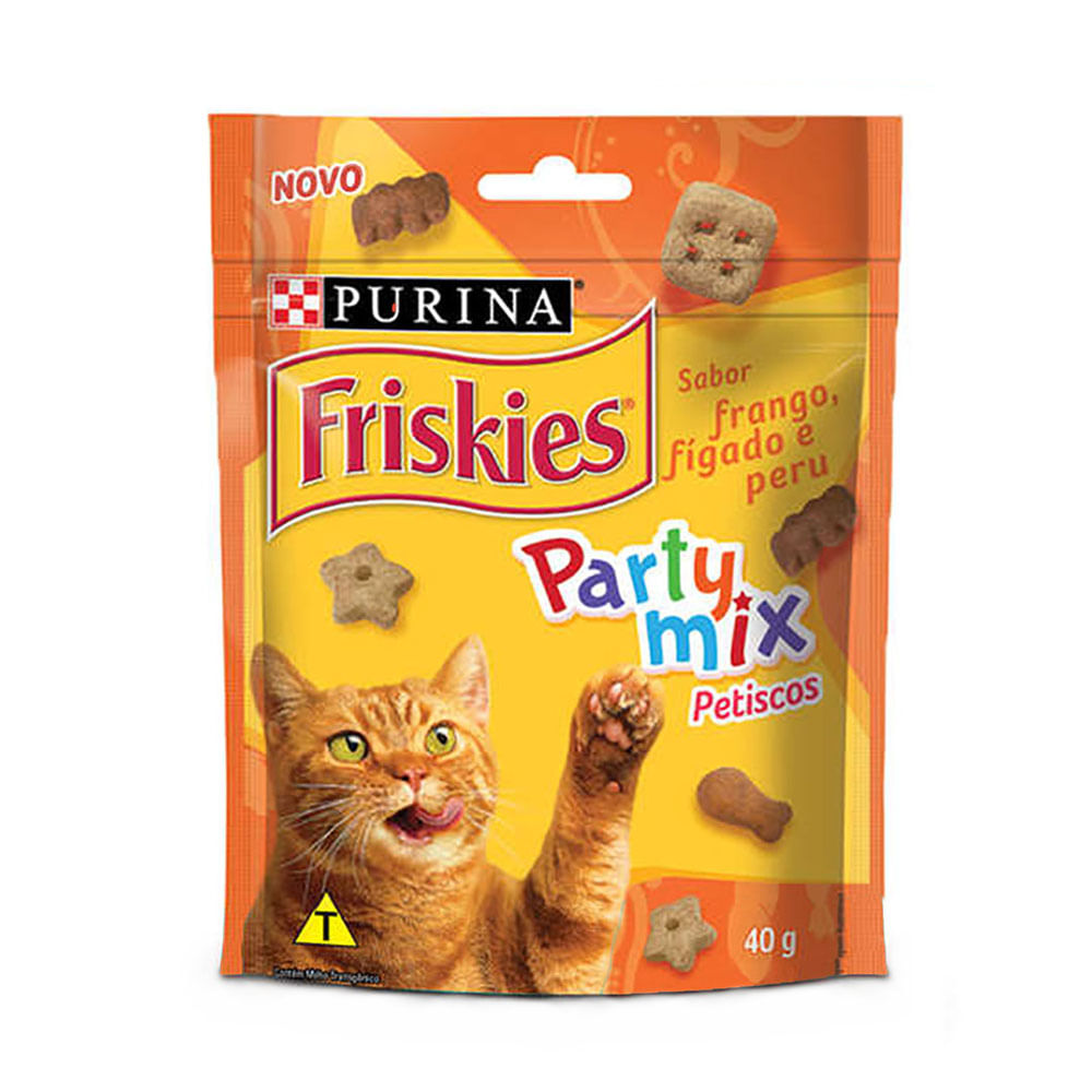 Petisco Friskies Party Mix Gatos Frango, Fígado e Peru